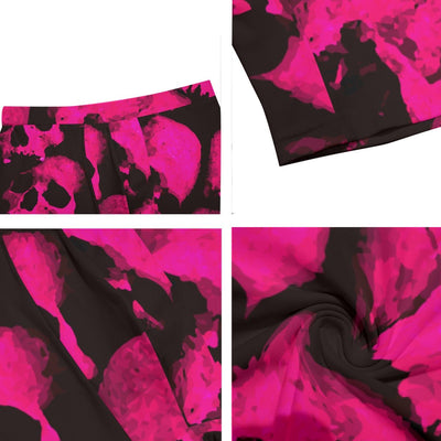 Abstract Skull Pink Print Men's Long Boxer Briefs - kayzers