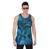 Blue Tint Floral Tropical Beach Print Men's Tank Top | Velvet - kayzers
