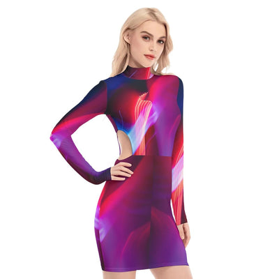Futuristic Sci Fi Party Print Women's Waist Hollow Hip Dress - kayzers