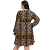 Real Animal Leopard Print Women's V-neck Dress With Waistband(Plus Size) - kayzers