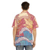 Mount Fuji & Ocean Kanagawa Waves Kanji Print Men's Hawaiian Shirt With Button Closure - kayzers