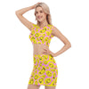 Emojis Print Women's Collarless V Collar Vest Skirt Matching Set - kayzers