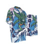 Weed Leaf Surf Tropical Beach Print Men's Imitation Silk Shirt Matching 2 Pc Set - kayzers