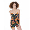 Tropical Hibiscus Frangipani Flower Floral Print Jumpsuit Romper Women's Suspender Shorts
