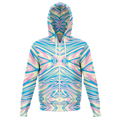 Abstract Liquid Psychedelic Festival Holographic Hoodie Zip Up
