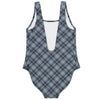 Gray Checks Plaid Pattern Women's One Piece Swimsuit - kayzers