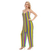 Colorful Striped Print Women's Loose Cami Jumpsuit