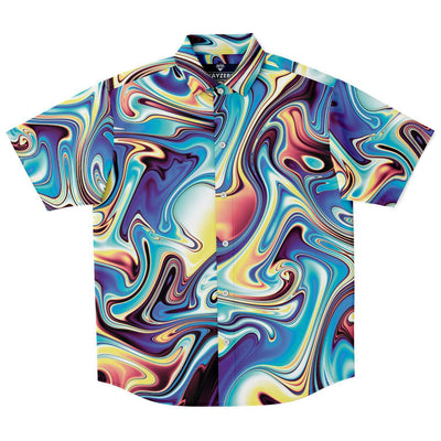 Liquid Abstract Tropical Psychedelic Lsd Dmt Beach Festival Style Men's Button Down Shirt, Hawaiian Shirt - kayzers