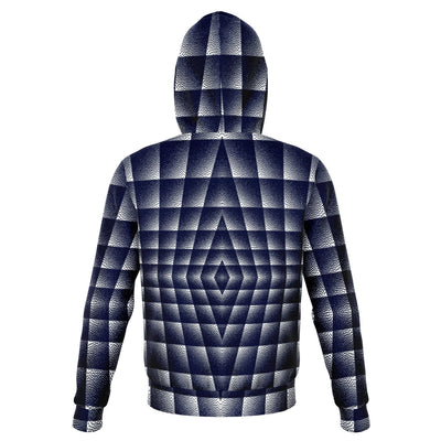 Dark Blue Psychedelic Geometric Pattern Illusion Hoodie Pullover