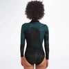 Abstract Leopard Print Long Sleeve Bodysuit With Uv Protection - kayzers