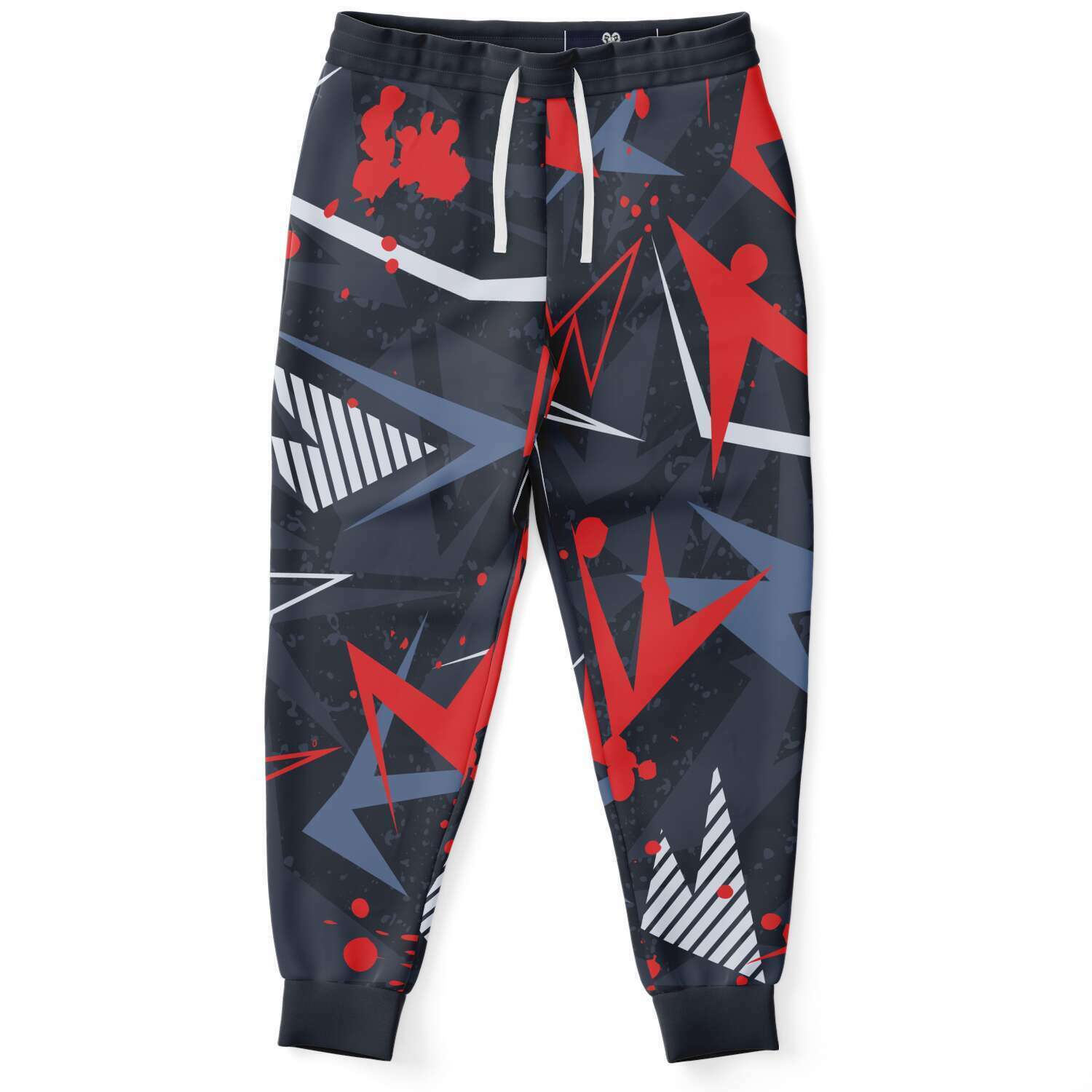 Red Geometric Abstract Shapes Unisex Fleece Fashion Joggers - kayzers