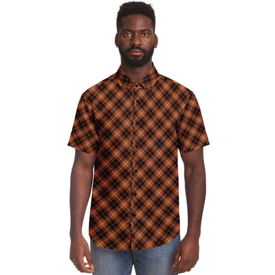 Black Brown Checks Plaid Pattern Men's Shirt - kayzers