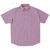 Rosewood Pink Geometric Floral Print Men's Short Sleeve Button Down Shirt - kayzers