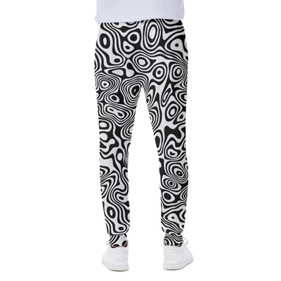 Black And White Geometric Print Men's Sweatpants