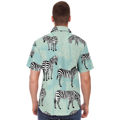 Zebra Print Men's Button Down Shirt - kayzers