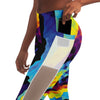 Colorful Psychedelic Rainbow Pinch Swirl Trippy Mesh Pocket Leggings - kayzers