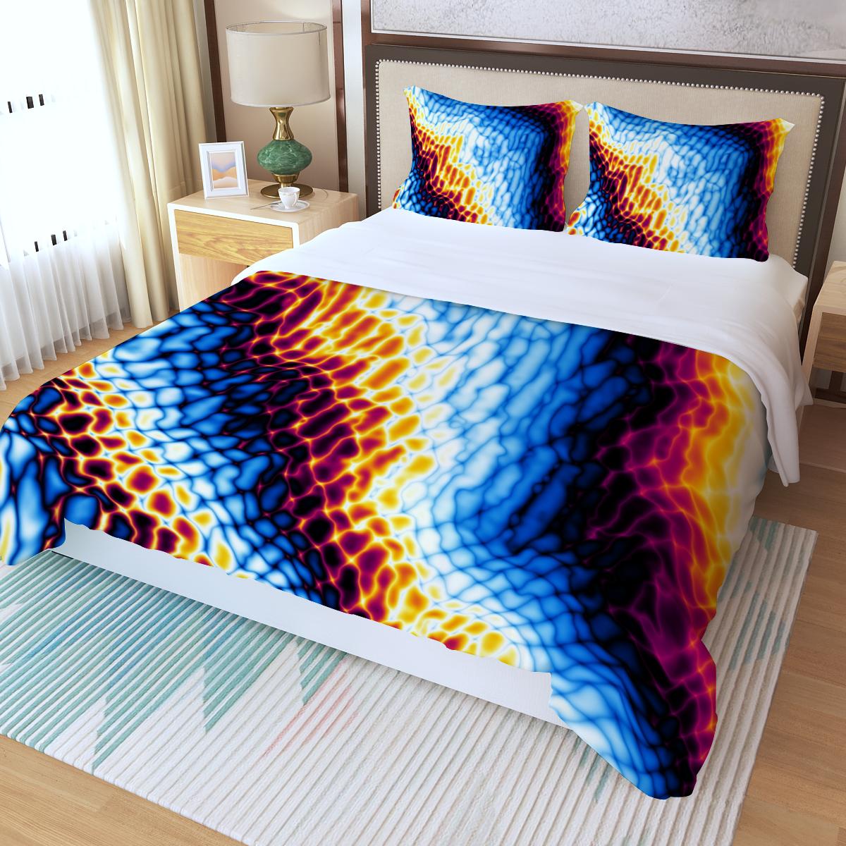 Abstract marble Print Mosaic Tile Psychedelic Paint Ombre Three Piece Duvet Cover Set