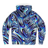 Blue Liquid Waves Swirls Psychedelic Illusion Paint Effect Lsd Alien Microfleece Zip Up Hoodie - kayzers