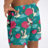 Teal Tropical Crane Chrysanthemum Flower Floral Beach Style Men's Button Down Shirt, Hawaiian Beach Shirt - kayzers