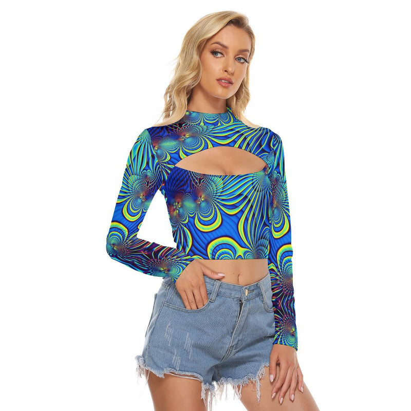 Funky Sexy Fractal Carnival Festival Print Women's Hollow Chest Tight Crop Top