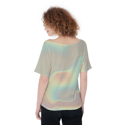 Abstract Holographic Iridescence Cloud Print Women's Top