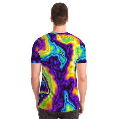 Abstract Iridescent Holographic Marble Pattern Beach Ocean Psychedelic Edm Festival Paint Men Women T-shirt - kayzers