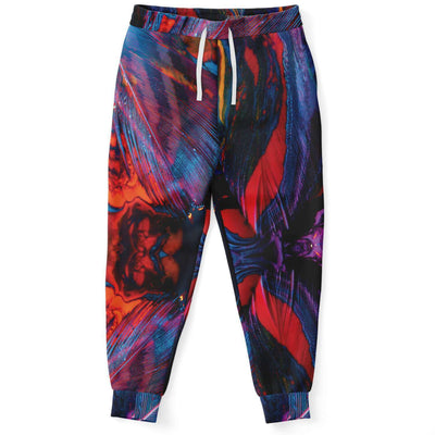 Colorful Abstract Feathers Marble Stone Pattern Unisex Brushed Fleece Joggers - kayzers