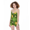 Tropical Exotic Flowers Print Jumpsuit Romper Women's Suspender Shorts