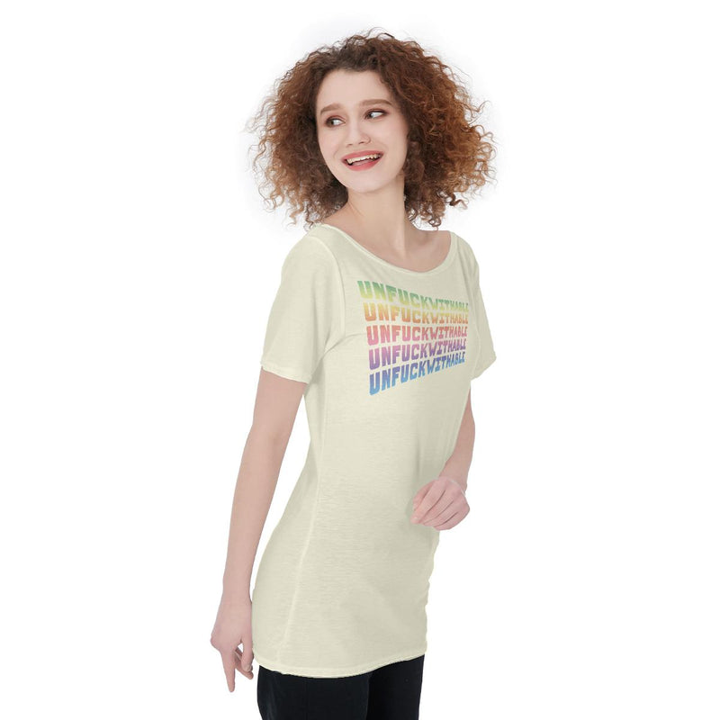 Unfuckwithable Print Women's Off-Shoulder T-Shirt