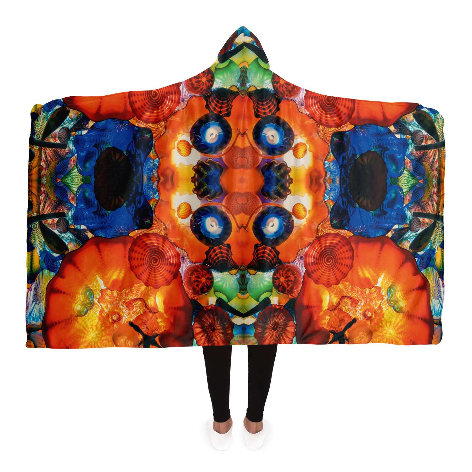 Jewels of Ocean Psychedelic Trippy DMT Fractal Art Hooded Blanket - kayzers
