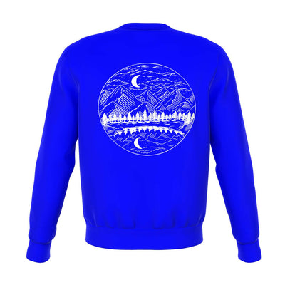 Blue KYZR Logo Mountains Landscape Line Art Unisex Brushed Fleece Sweatshirt - kayzers