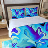 Abstract Marine Blue Marble Pattern Three Piece Duvet Cover Set