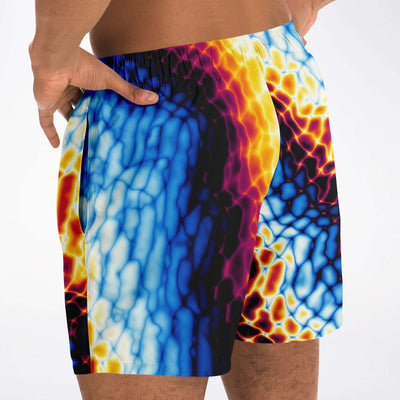 Abstract Psychedelic Marble Print Men's Swim Trunks - kayzers