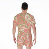Coral Pink Camo Camouflage Print Men's Rompers, Abstract Liquid Pattern Men's Rompers