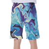 Purple Blue Liquid Paint Urban Camo Abstract Beach Style Print Men's Beach Hawaiian Shorts