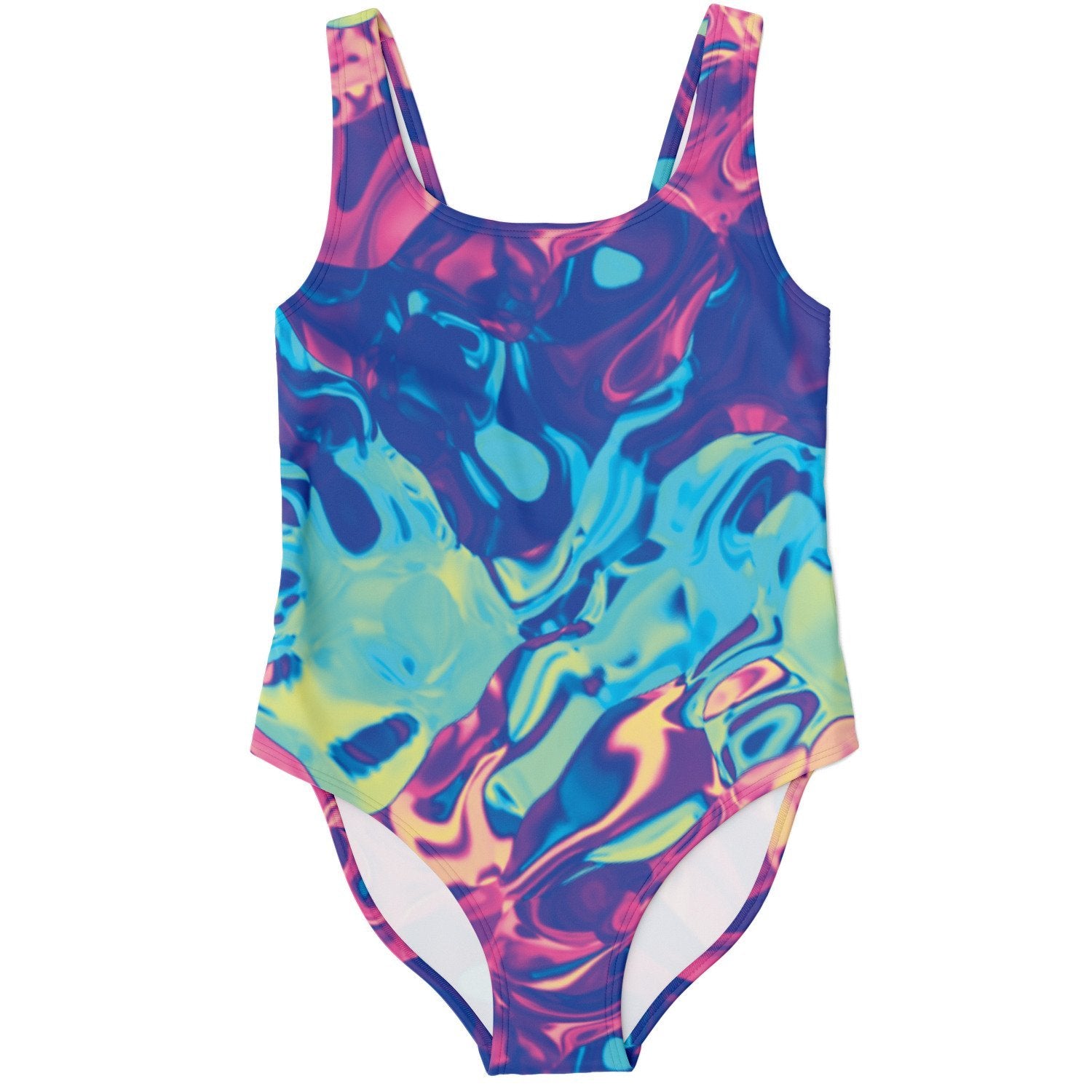 Abstract Colorful Holographic Iridescent One Piece Swimsuit - kayzers