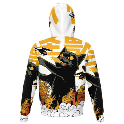 Kaiju Cat Anime Zip Up Brushed Fleece Hoodie - kayzers