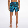 Blue Neon Tropical Print Beach Floral Hibiscus Palm Leaves Men's Button Down Shirt, Hawaiian Beach Shirt - kayzers