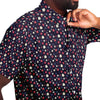 White Red Floral Print Men's Short Sleeve Button Down Shirt - kayzers