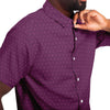 Maroon Floral Geometric Print Men's Short Sleeve Button Down Shirt - kayzers