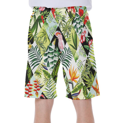 Tropical Palm Leaves Beach Print Men's Beach Hawaiian Shorts
