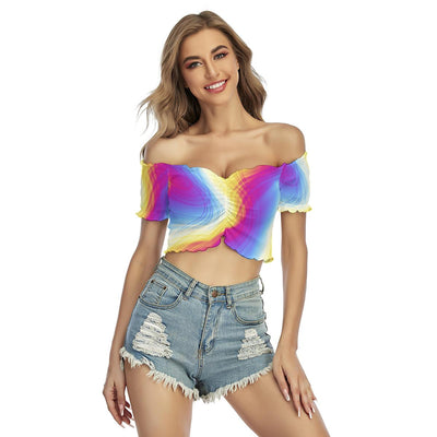 Colorful Abstract Print Women's Off-Shoulder Blouse