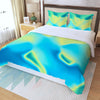 Yellow Blue Hues Ombre Iridescence Holographic Abstract Cloud Print Three Piece Duvet Cover Set