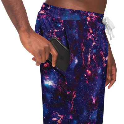 Purple Blue Abstract Alien Galaxy Print Unisex Fleece Joggers - kayzers
