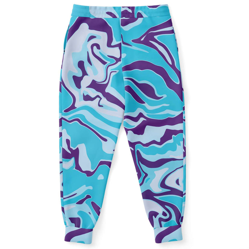Blue Purple Camo Style Animal Print Unisex Joggers, Urban Camo Liquid Leopard Design Unisex Joggers - kayzers
