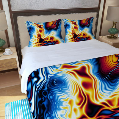 Smoky Ombre Abstract Psychedelic Art Marble Pattern Three Piece Duvet Cover Set