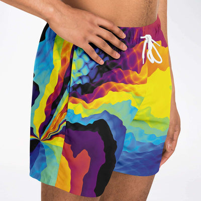 Abstract Colorful Fractals Psychedelic Twirl Festival Swim Trunks, Swim Shorts, Surf Shorts - kayzers