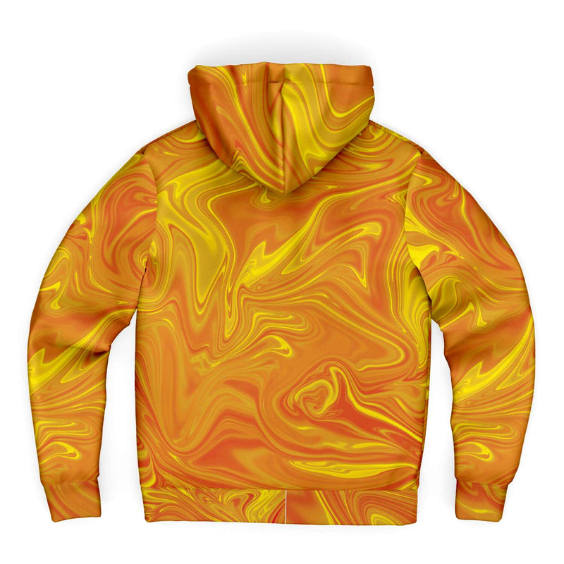 Golden Liquid Paint Swirls Psychedelic Waves Unisex Microfleece Zip Up Hoodie - kayzers