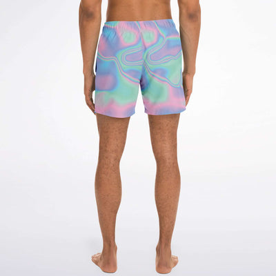 Ombre Holographic Clouds Print Swim Trunks - kayzers