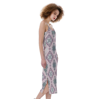 Plum Teal Bohemian Aesthetic Print Women's Cami Dress
